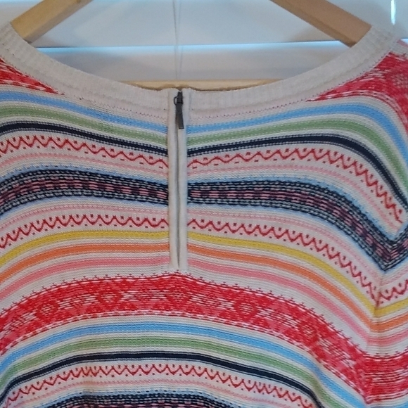 Talbots Wool Blend Multicolor Fair Isle Stripe Stretch Sweater Back Zip Size 2X - Picture 5 of 7